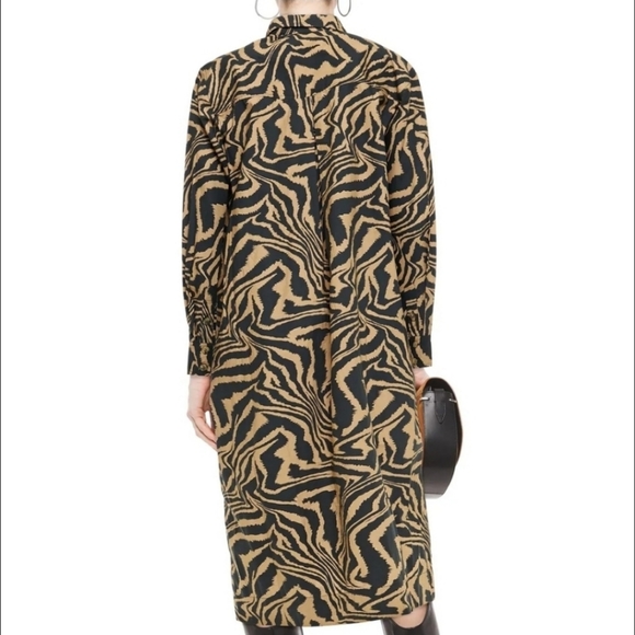 Ganni Animal Print Button Front 100% Cotton Dress - Picture 2 of 12